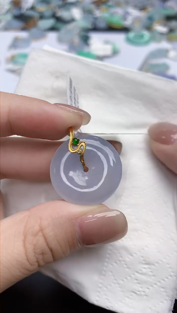 【闪购商品】翡翠颈饰18K金镶嵌天然缅甸翡翠A货