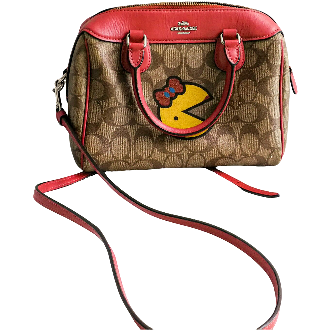 95新  Coach  深红棕老花波士顿包  061024