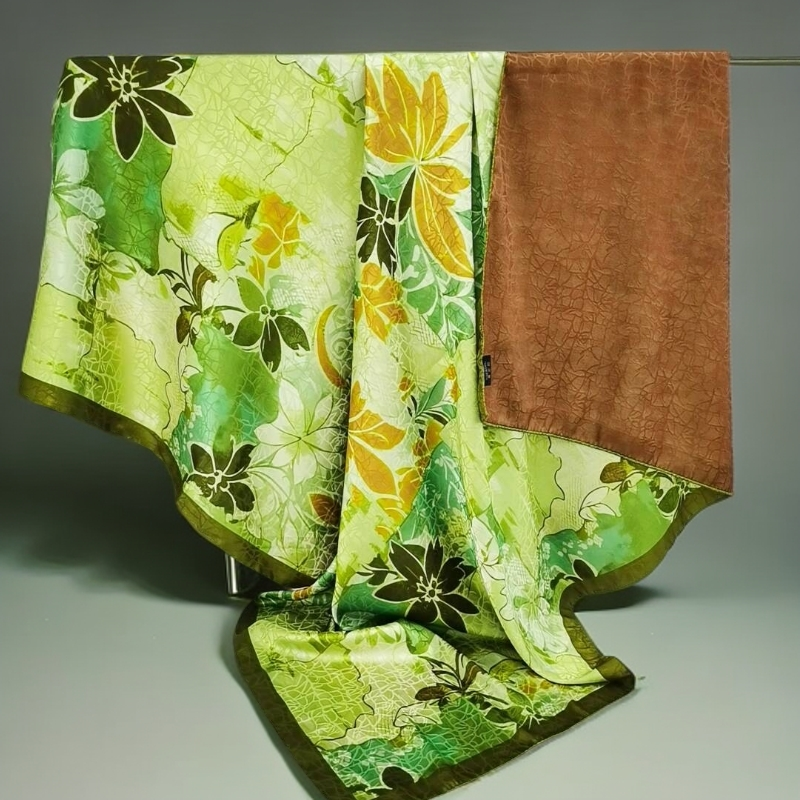 上海故事C18捡漏双面双色140cm植物少女方巾香云老料贵气长辈礼物