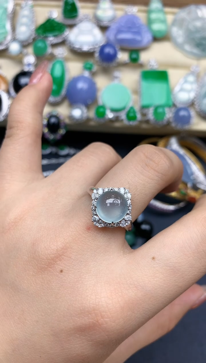 18K金镶嵌戒指翡翠357-中国好珍宝