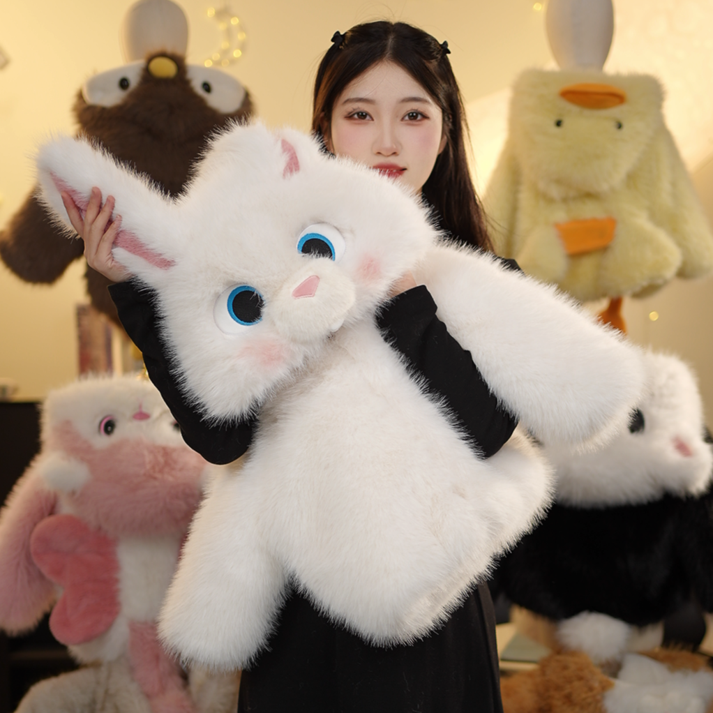 MD亲子男女童冬毛绒毛茸茸萌宝雪绒兔宝草草冬季保暖加厚外套.