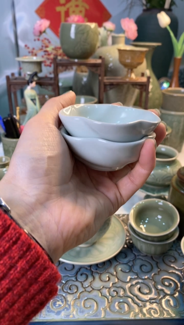 【闪购商品】月白釉 贝壳杯 微瑕 XT001 两只