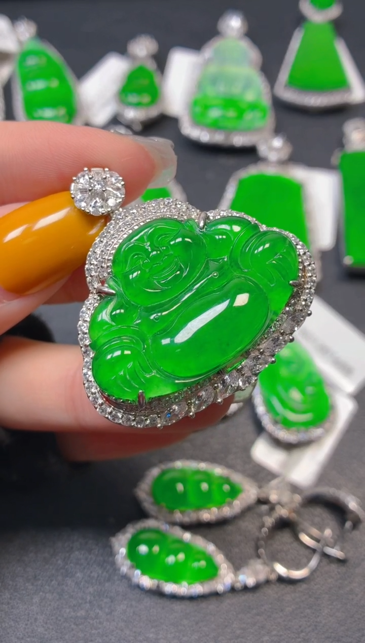 吊坠(不含链)银S925镶嵌翡翠墨**温1