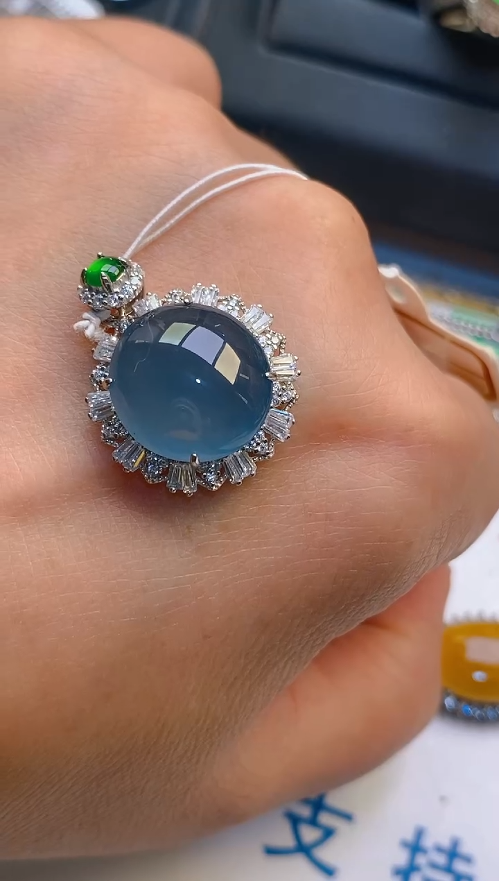 【闪购商品】翡翠耳饰银S925镶嵌天然A货翡翠1