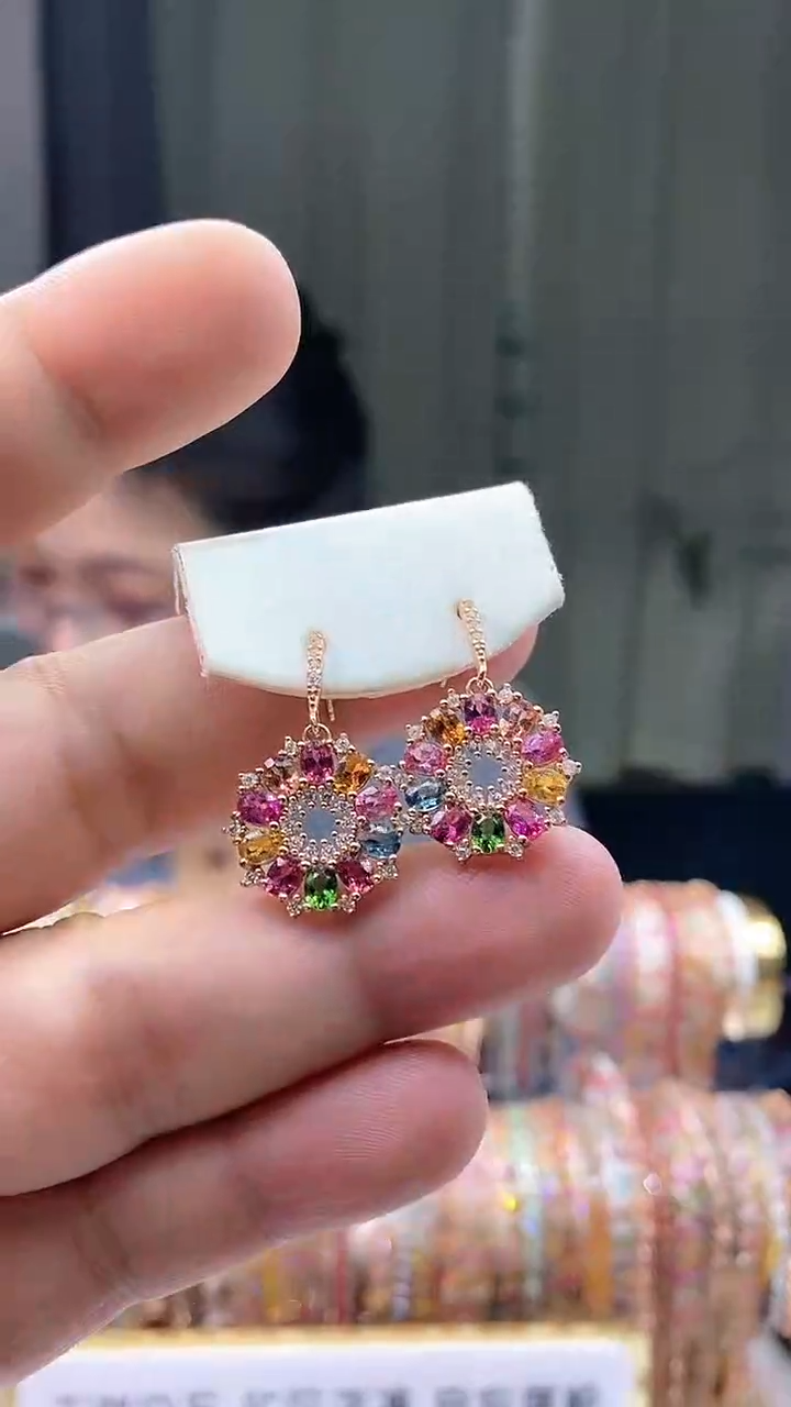 【闪购商品】碧玺耳钉银S925镶嵌156156155665