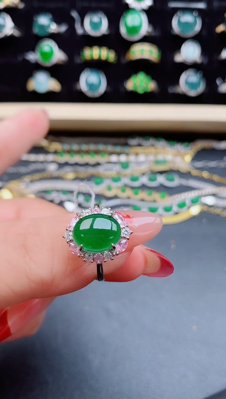 【闪购商品】翡翠戒指银S925镶嵌508050