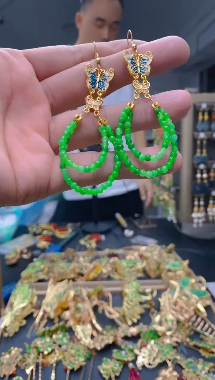 【闪购商品】翡翠耳饰合金231翡翠耳钩