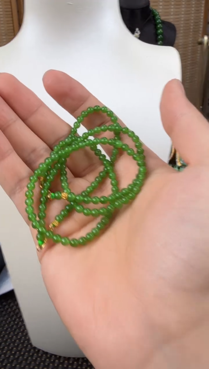 【闪购商品】和田玉（碧玉）毛衣链18K金镶嵌 