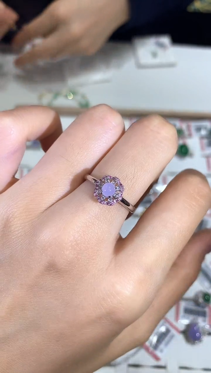 【闪购商品】翡翠戒指18K金镶嵌a351时尚戒指