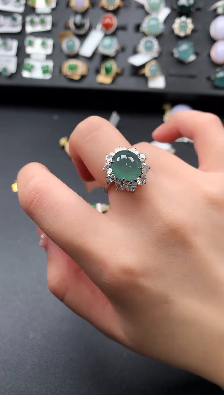 【闪购商品】翡翠戒指银S925镶嵌52141