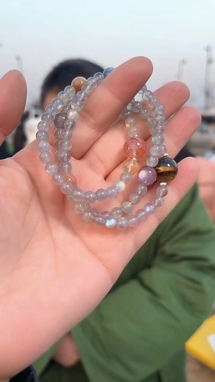 【闪购商品】月光石手链未镶嵌天然DIY灰月光手串多样性发一6mm