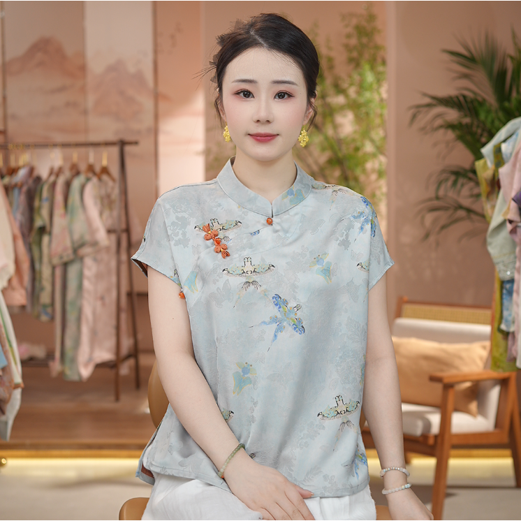 《 自来自去堂上燕-短袖》新中式提花国风时尚休闲防晒透气短袖上