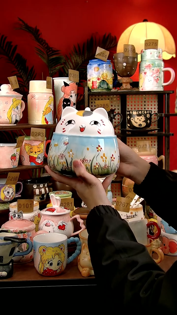 碗瓷DIY景德镇创意手工陶瓷卡通风夏目泡面碗