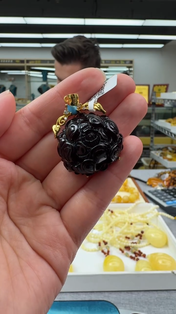 【闪购商品】琥珀颈饰银S925镶嵌秒拍号532