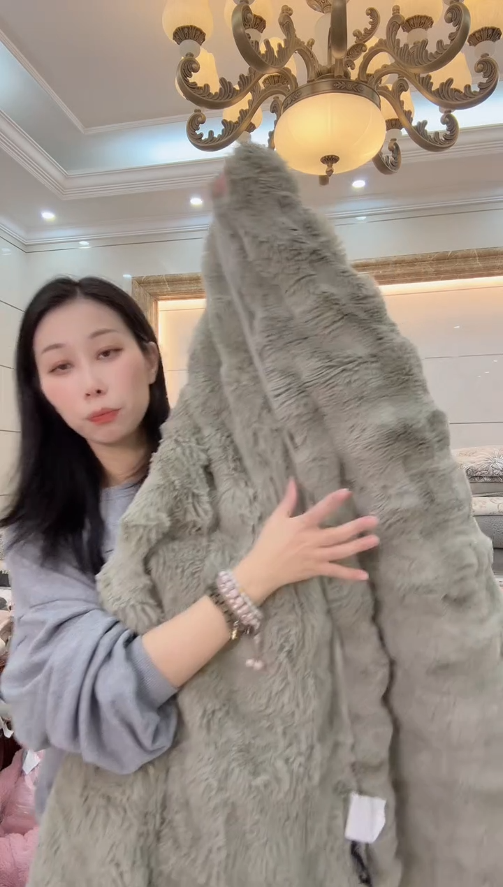 羊驼毛100*200灰色泡泡兔毛