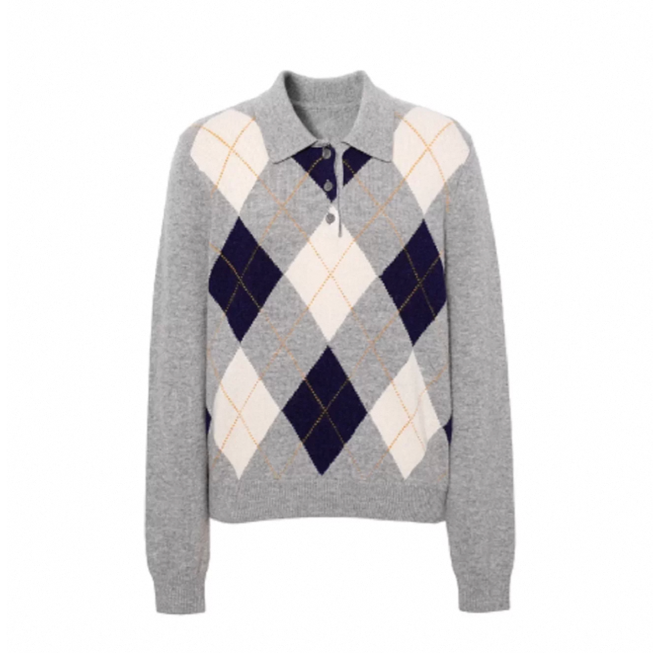 【菱形】2025秋冬新品撞色菱形格针织开衫女2897