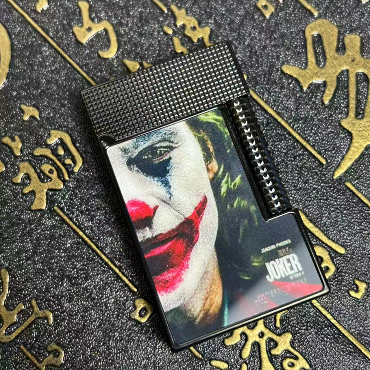 小丑充气朗声打火机高端商务钢音男士打火机侧滑充气复古