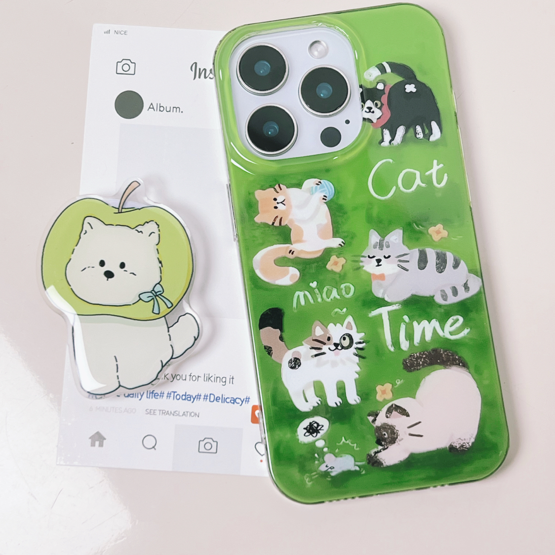 IMD手机壳草坪可爱猫咪适用苹果16iPhone15华为小米oppovivo荣耀