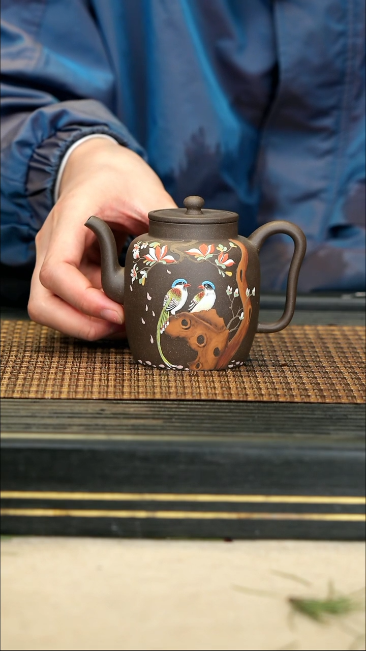 【闪购商品】紫砂茶壶60双鸟宫灯 青段