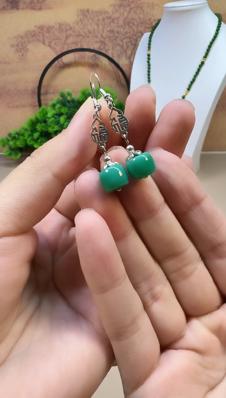 银S925镶嵌耳钉玛瑙/玉髓E104 