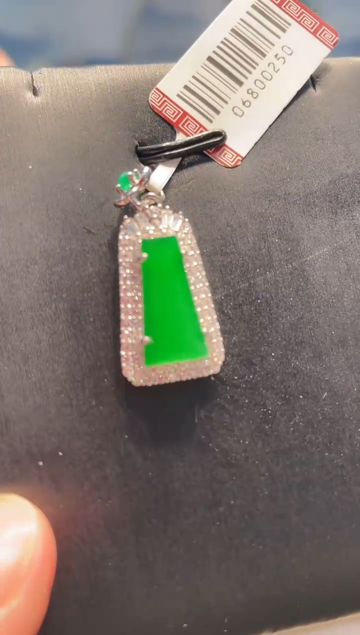 【闪购商品】翡翠颈饰银S925镶嵌A79天然A货翡翠