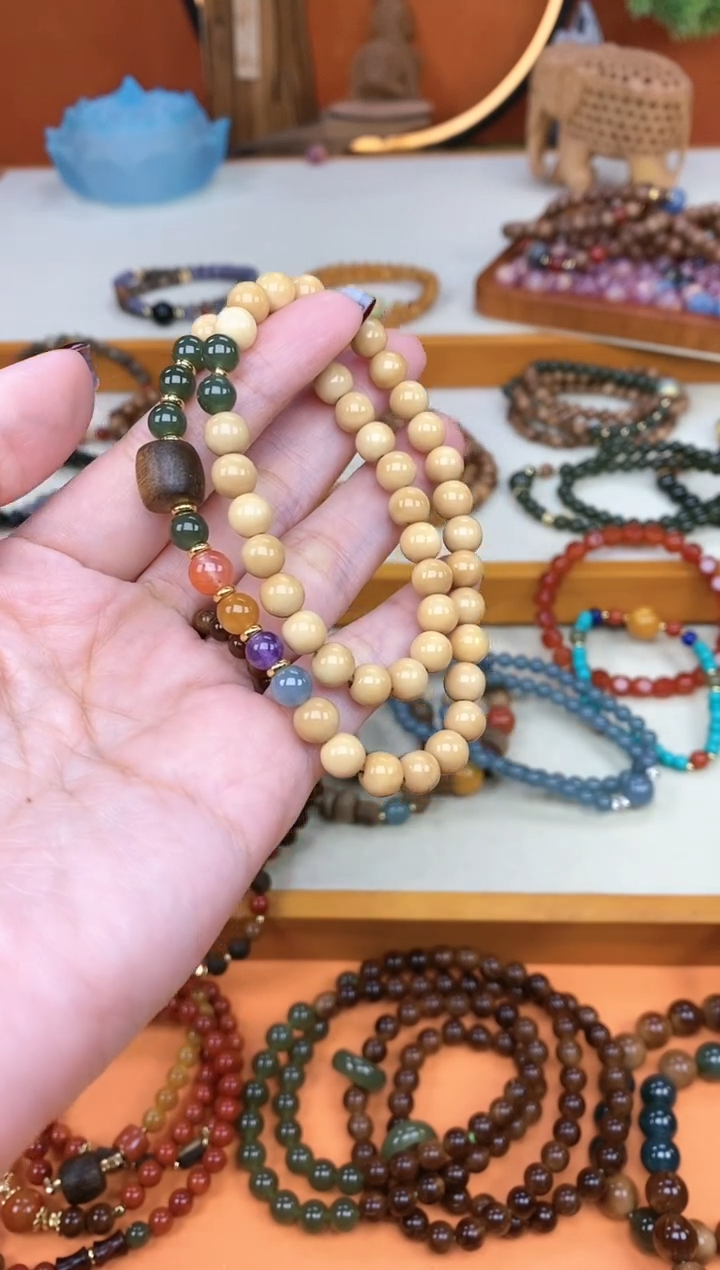 【闪购商品】菩提手串未镶嵌双圈龙脊菩提和田手串