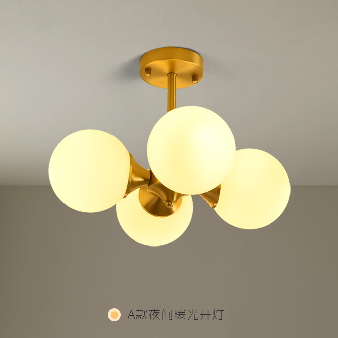 北欧魔豆客厅灯 全铜创意简约卧室餐厅吊灯 办公室后现代分子灯饰