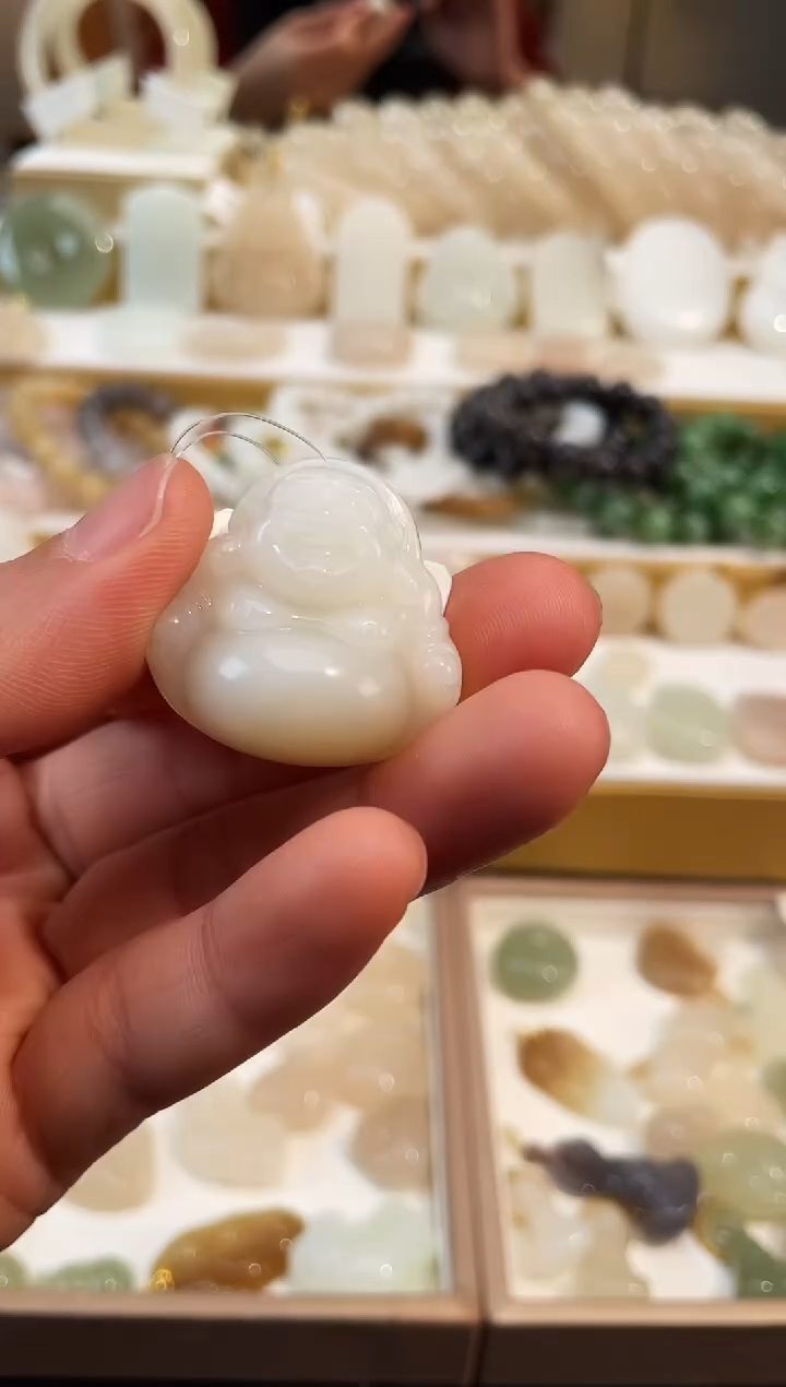 【闪购商品】和田玉吊坠未镶嵌且末糖白佛公30mm