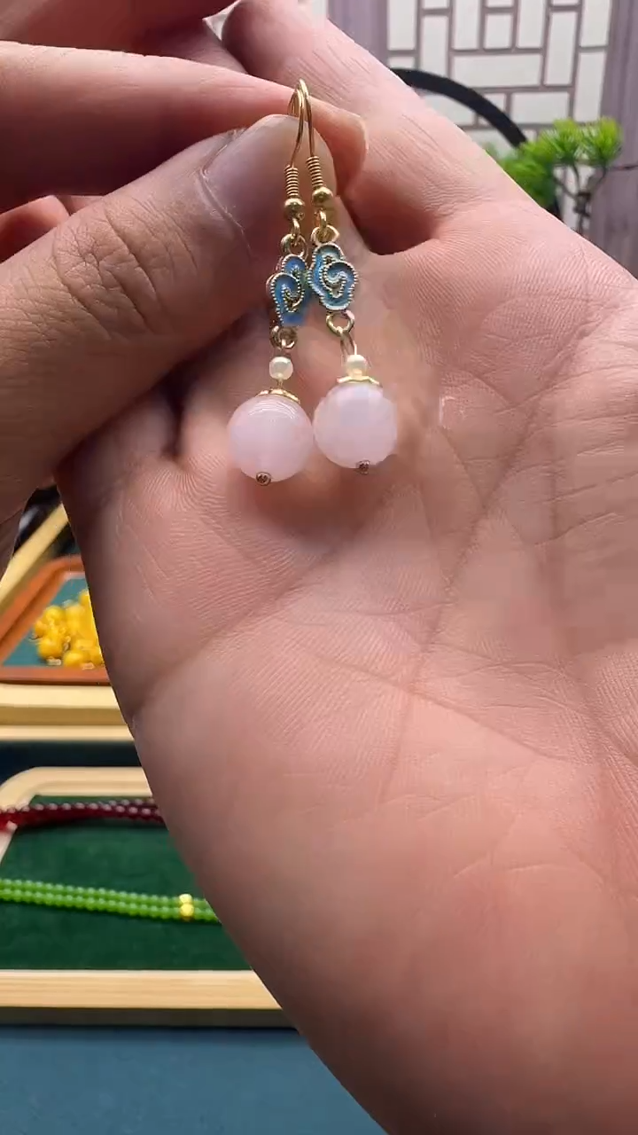 水晶耳饰14K金镶嵌E