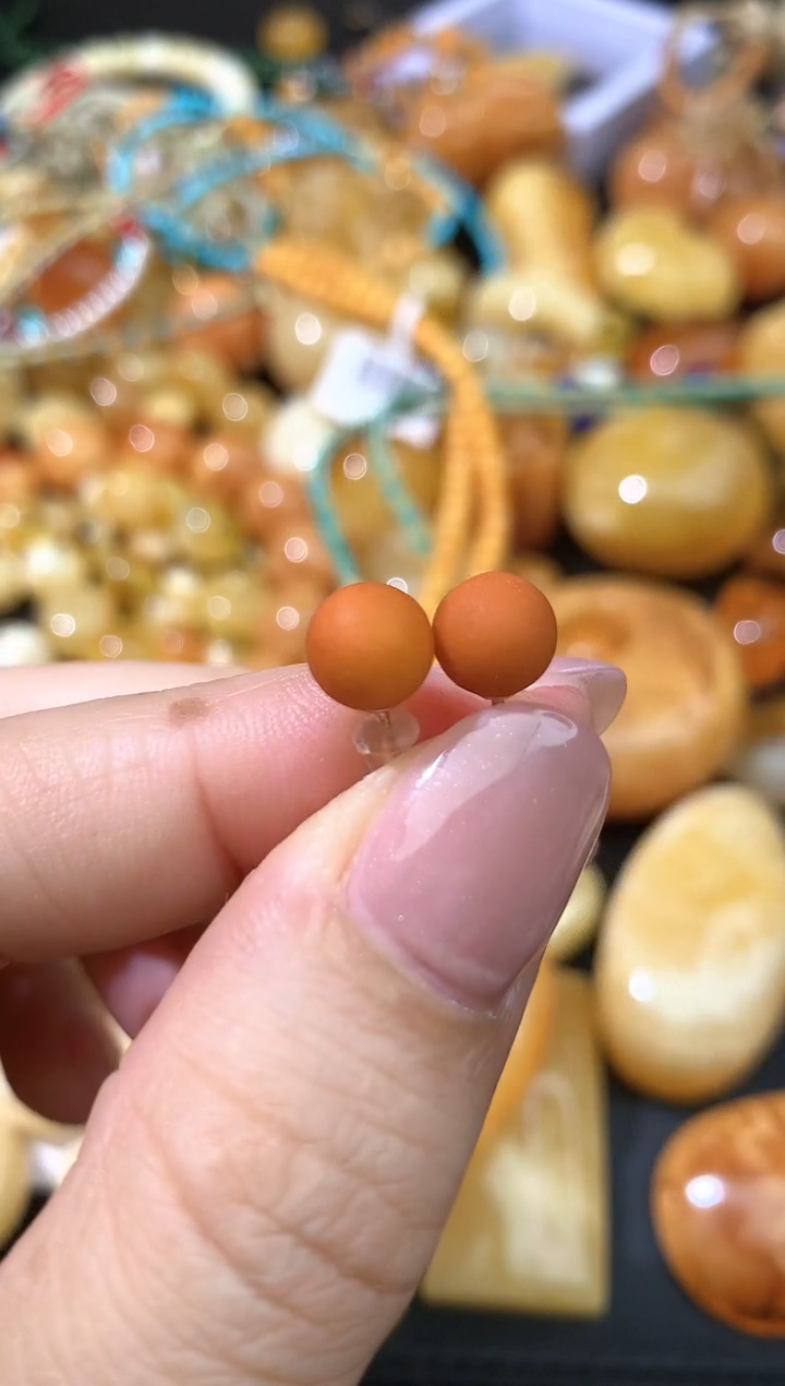 琥珀未镶嵌耳饰耳坠