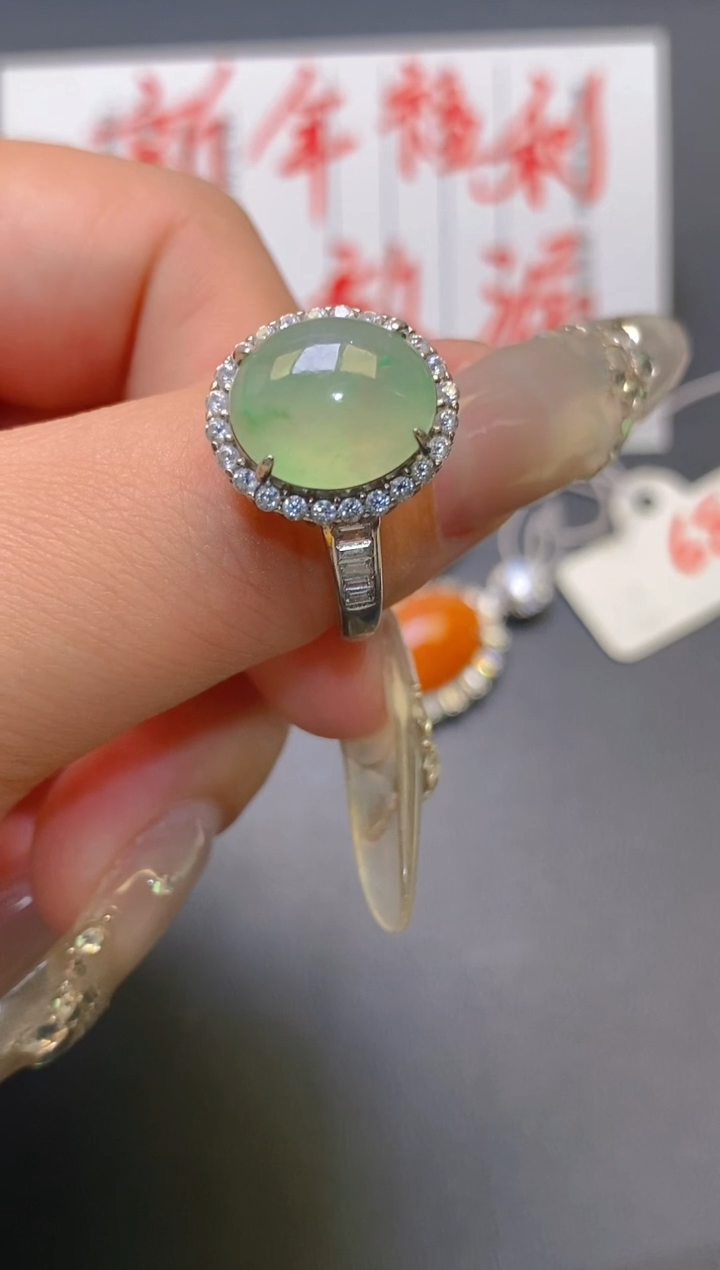 【闪购商品】翡翠耳饰银S925镶嵌天然A货翡翠1