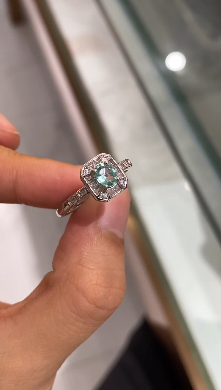 银S925镶嵌戒指祖母绿戒指