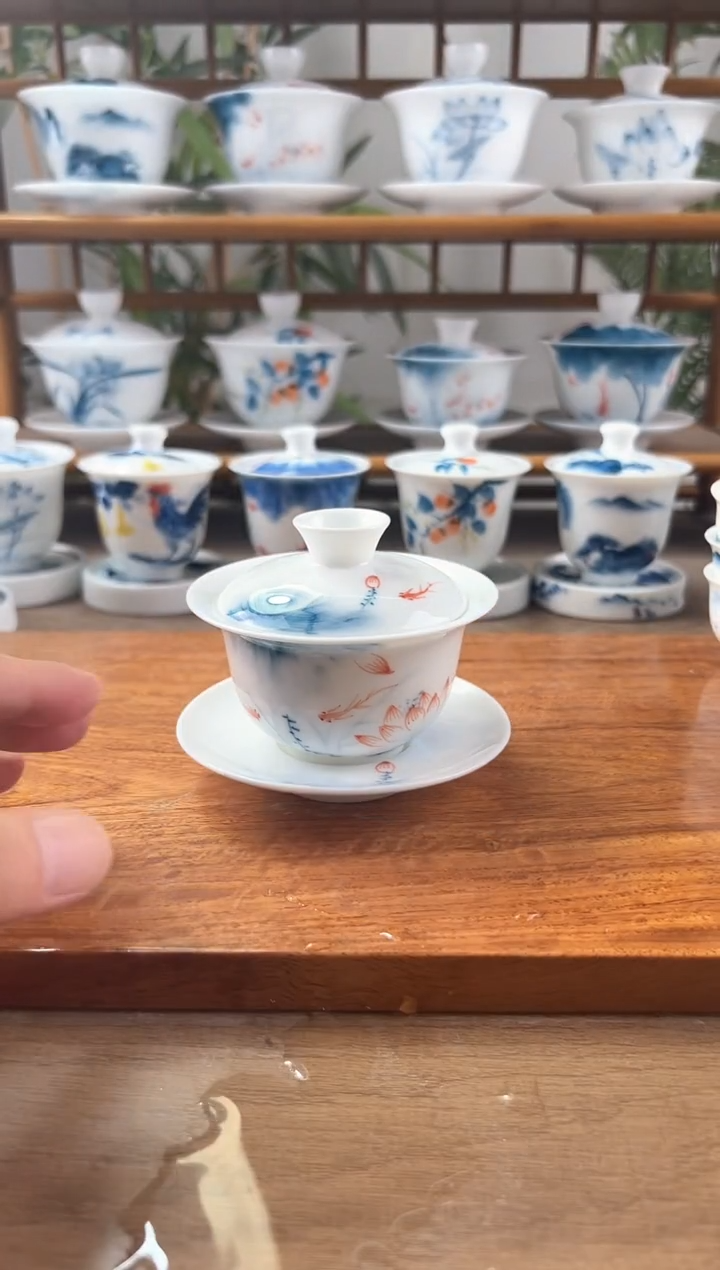 微瑕蓝莲130ml三才盖碗