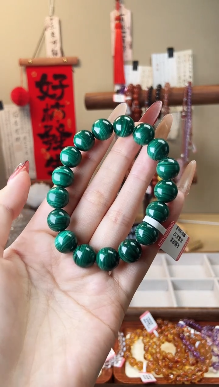 【闪购商品】孔雀石手链未镶嵌12mm孔雀石