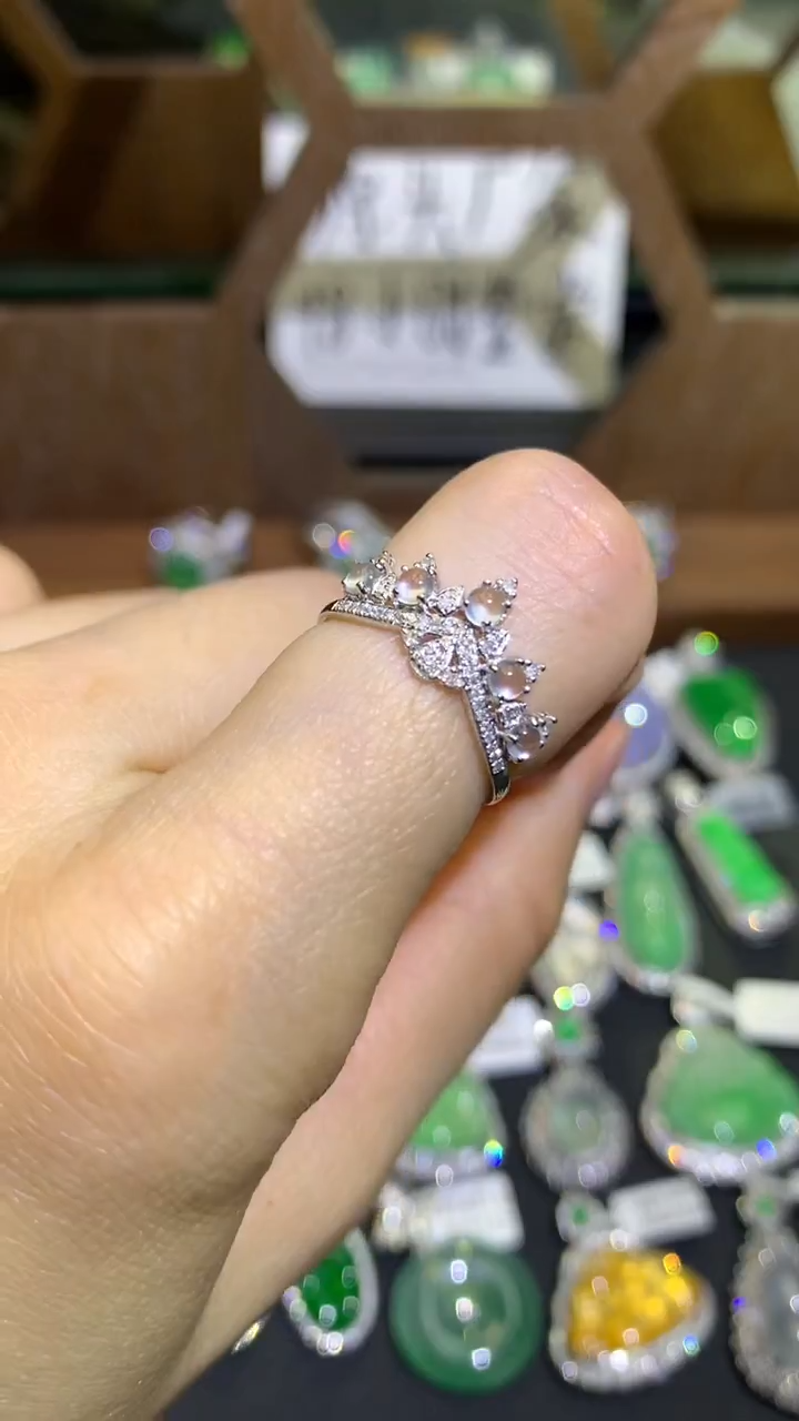 翡翠18K金镶嵌吊坠(不含链)戒指