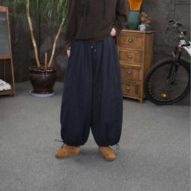 【灯笼棉裤】qq松紧腰秋冬厚款保暖休闲裤加厚复古女士裤子