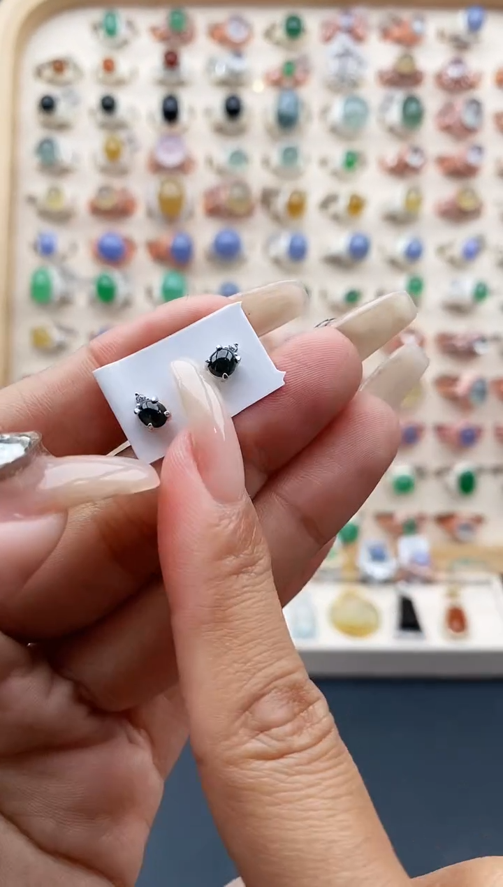 【闪购商品】翡翠戒指银S925镶嵌缅甸天然A货翡翠333   4-3