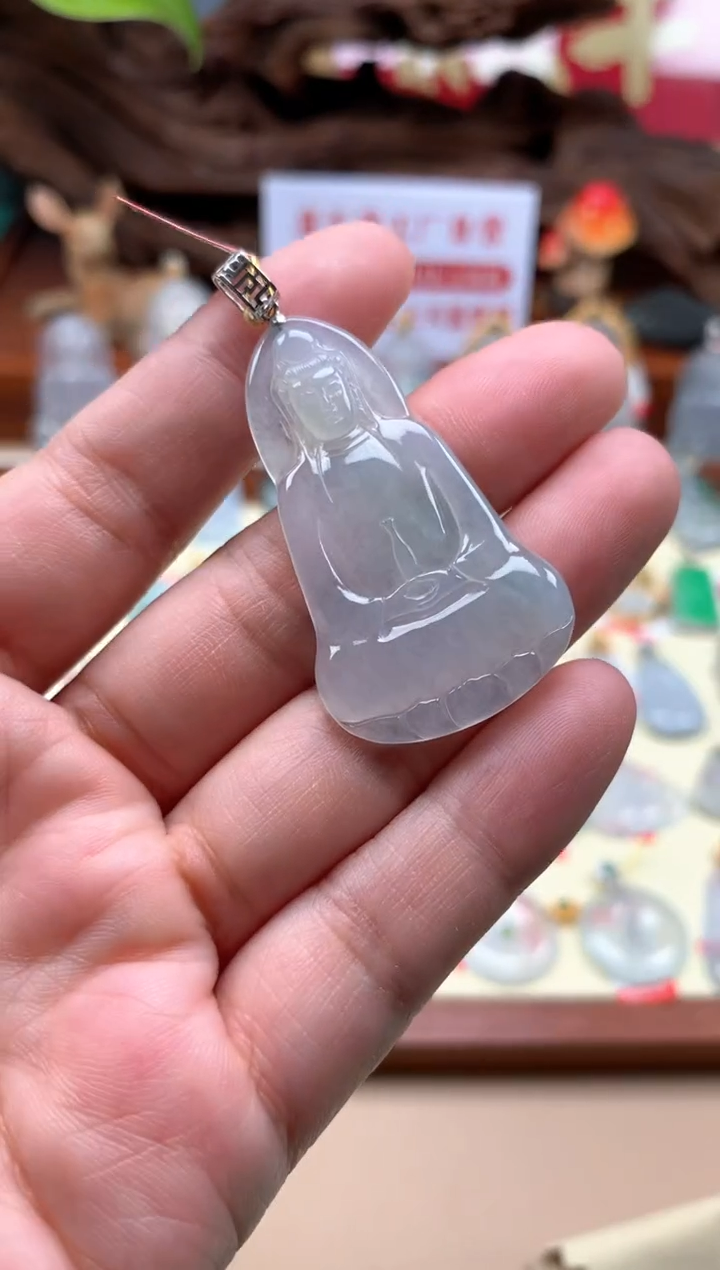 【闪购商品】翡翠18K金镶嵌颈饰素衣观音