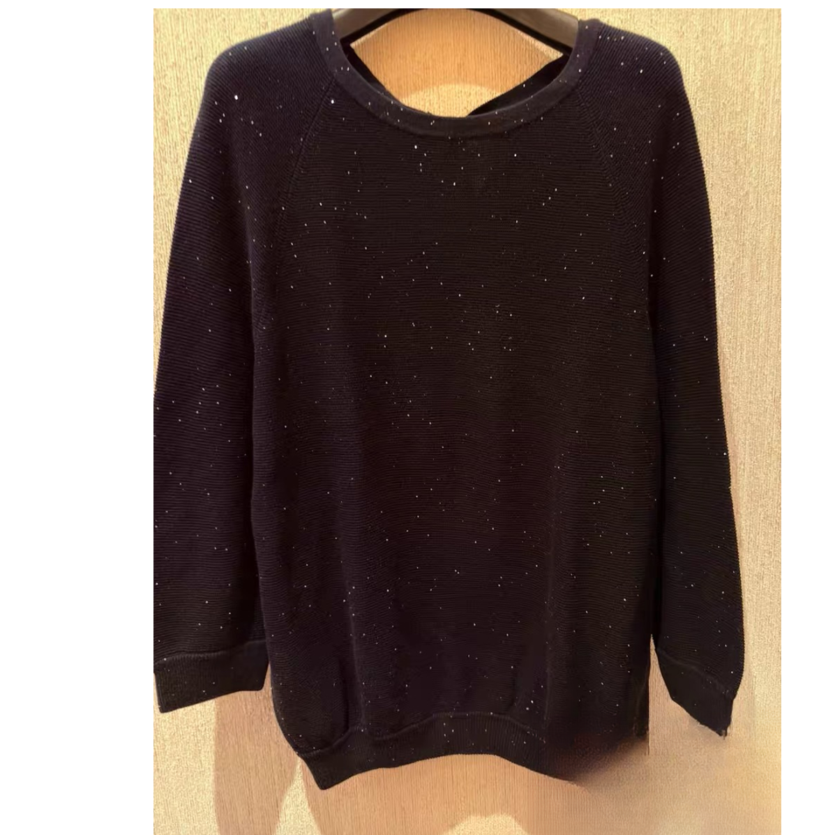 不支持退换/藏蓝色圆领细闪百搭分袖针织1399205