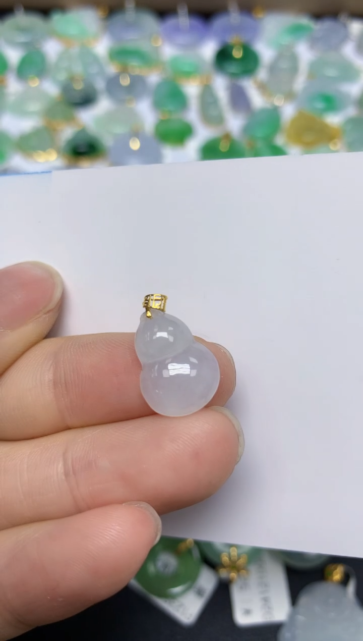 【闪购商品】翡翠挂件18K金镶嵌 天然翡翠A货