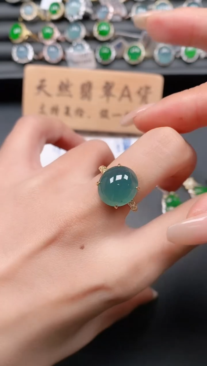 银S925镶嵌戒指翡翠1