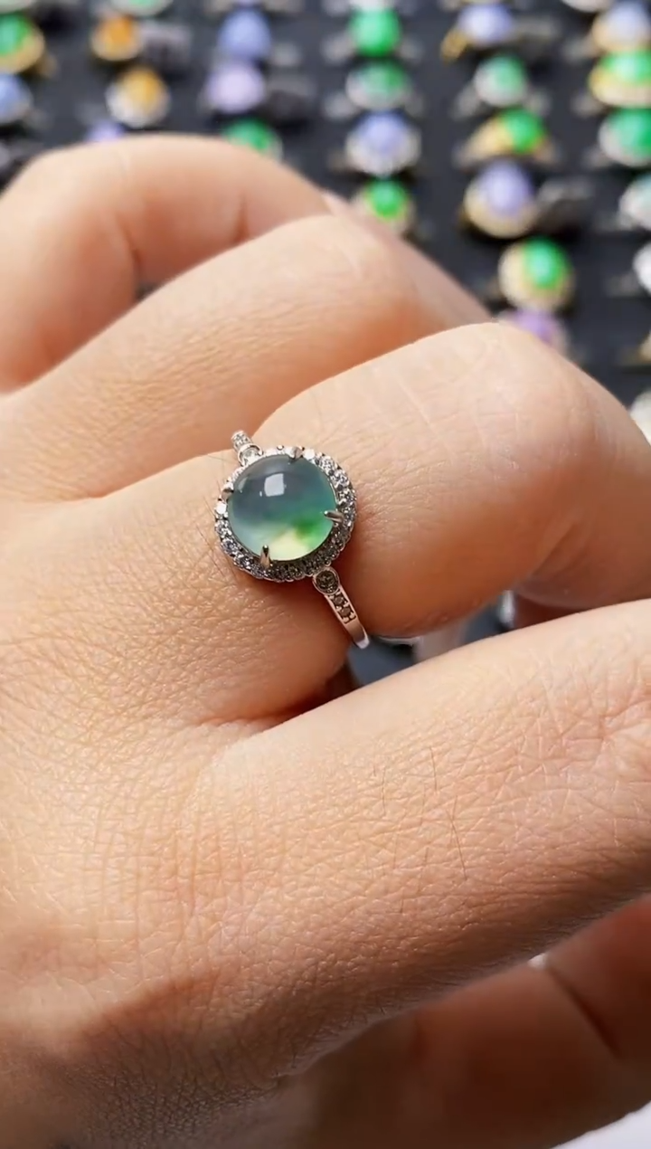 银S925镶嵌戒指翡翠0248