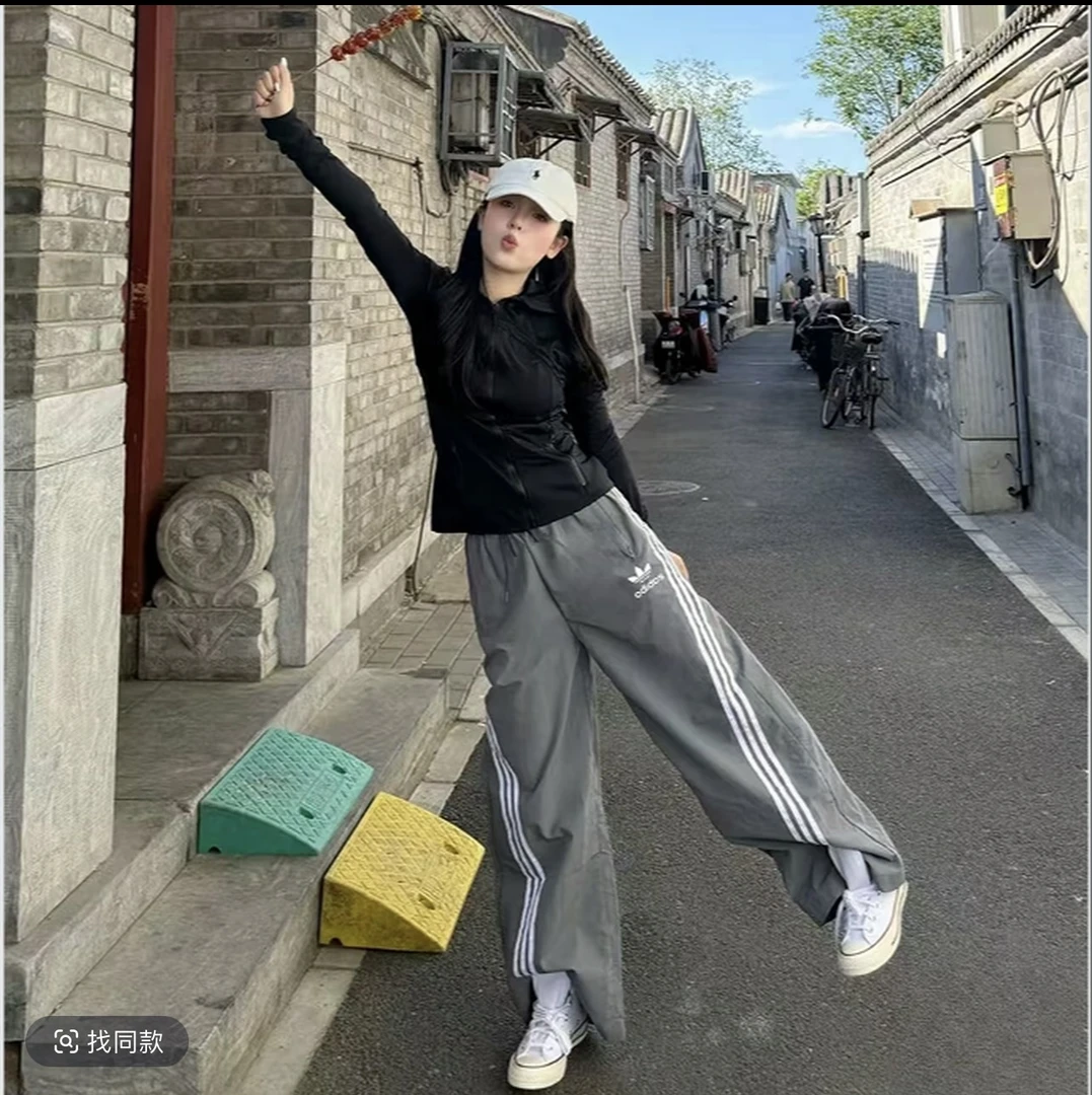 【品牌撤柜】夏季男女同款速干阔腿长裤多口袋扭扭裤显瘦休闲裤高腰