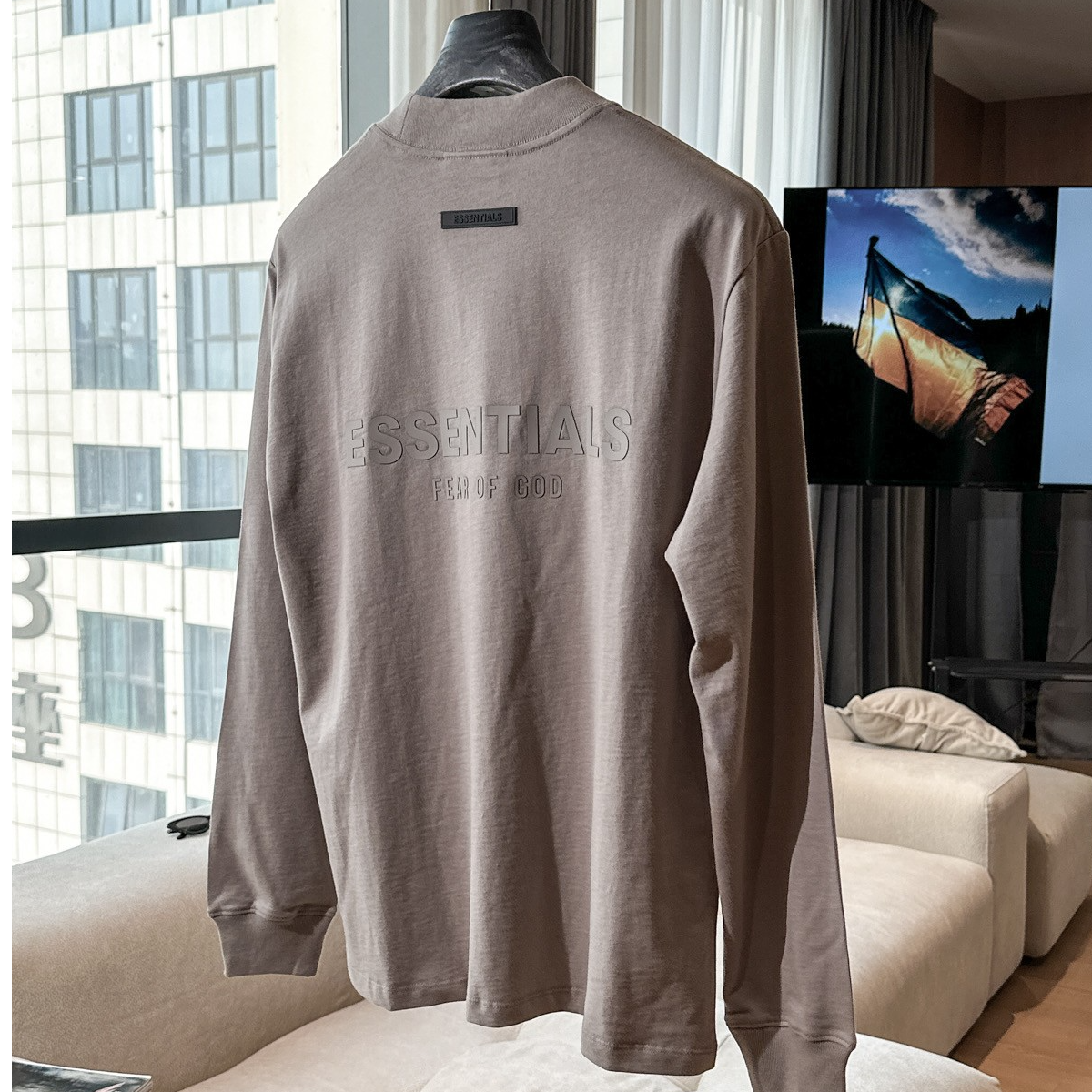 【SUNTEEZA】后背胶印款字母阔版打底T恤长袖