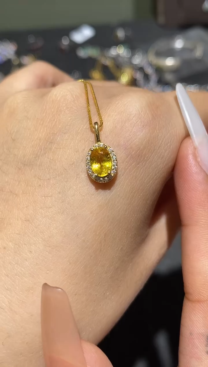 颈饰蓝宝石银S925镶嵌吊坠