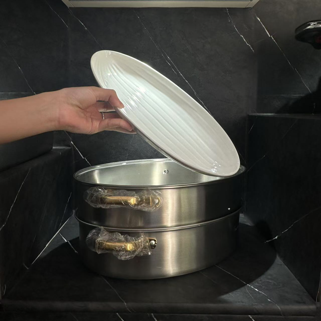 【赠品】蒸鱼锅专用陶瓷蒸鱼盘