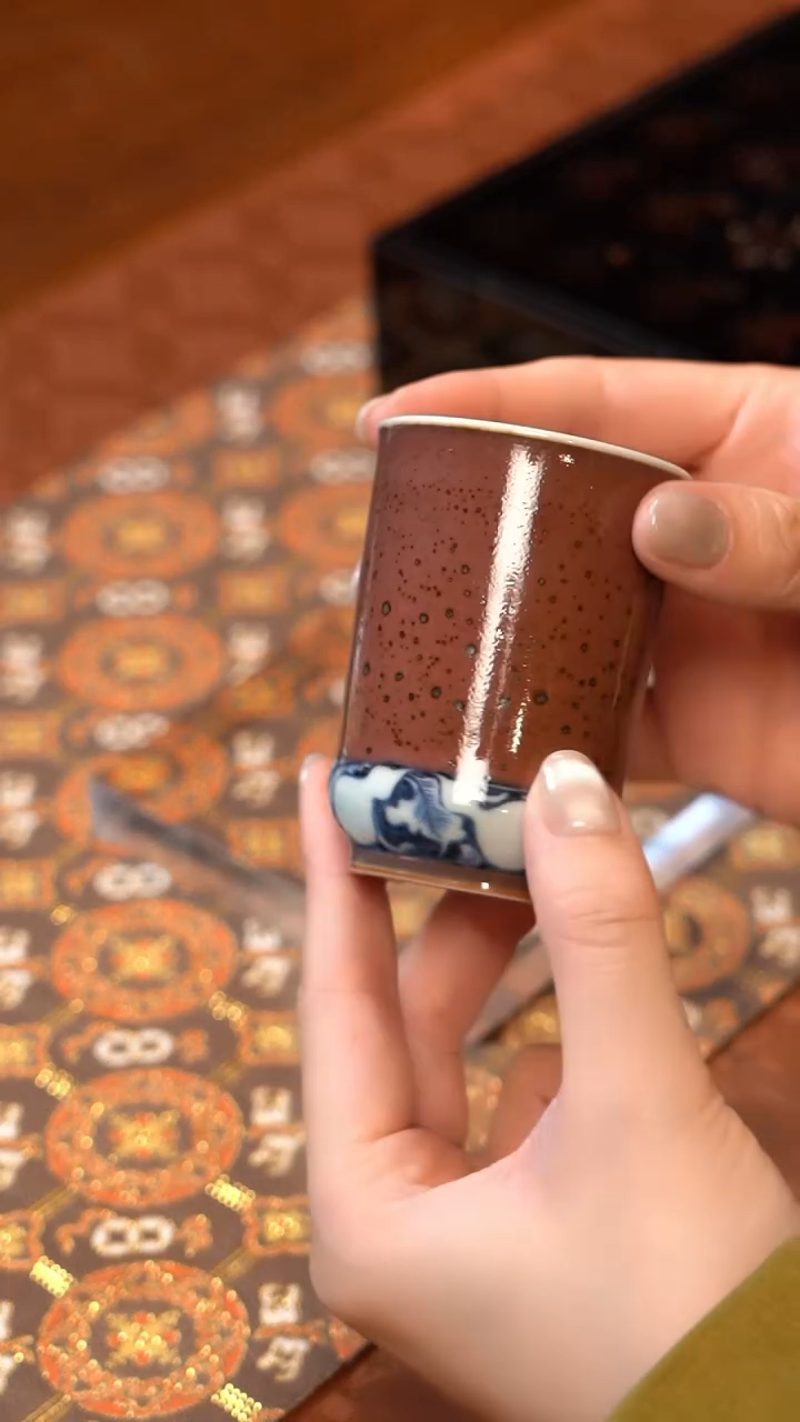 【闪购商品】S畅怀堂枣皮红葫芦纹腰鼓杯