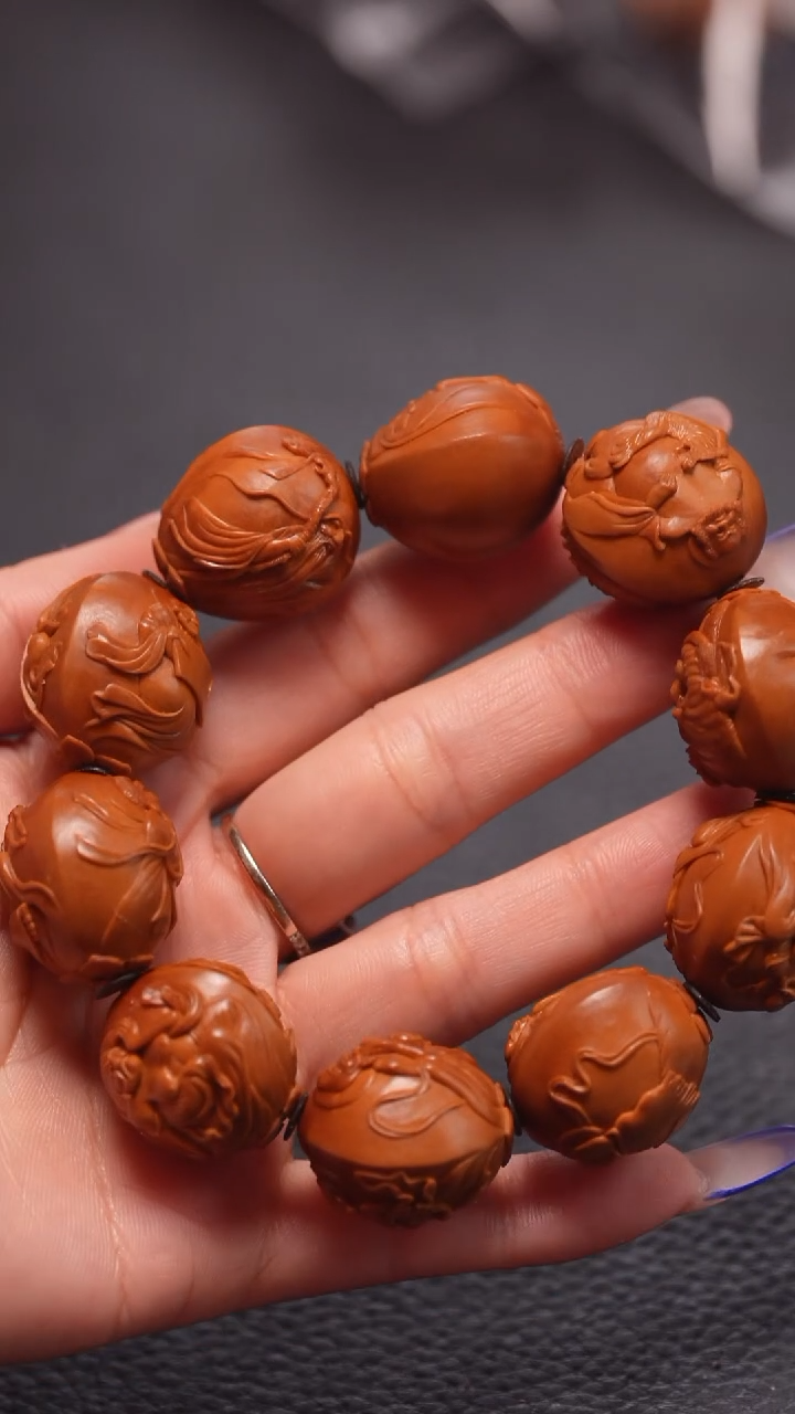 手串橄榄核2.3/整身双面浮雕十八罗汉