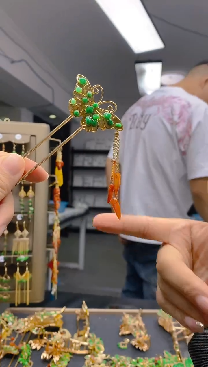 【闪购商品】翡翠耳饰合金0167翡翠发簪