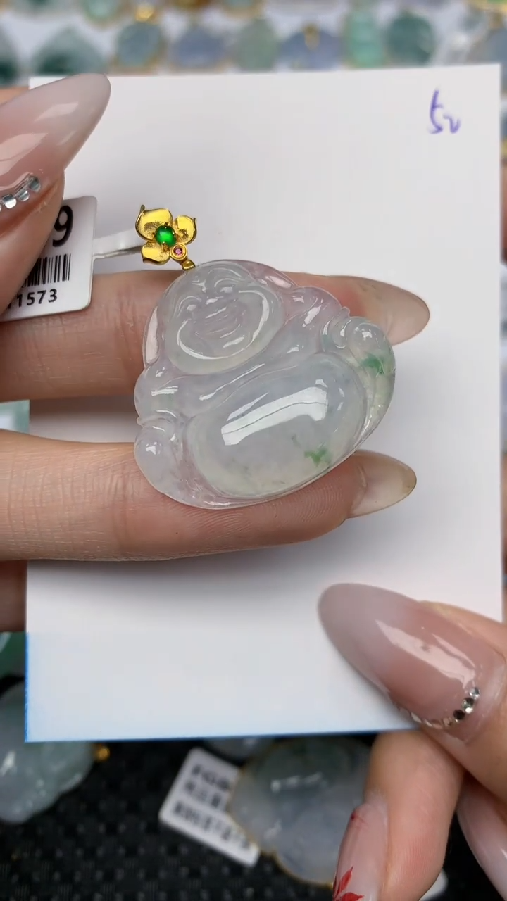 【闪购商品】翡翠颈饰18K金镶嵌天然翡翠A货 53